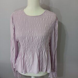 Lavender ruched, long-sleeve top